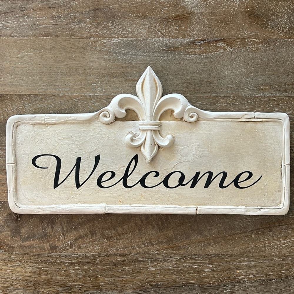 Artstones Fleur De Lis Welcome Plaque